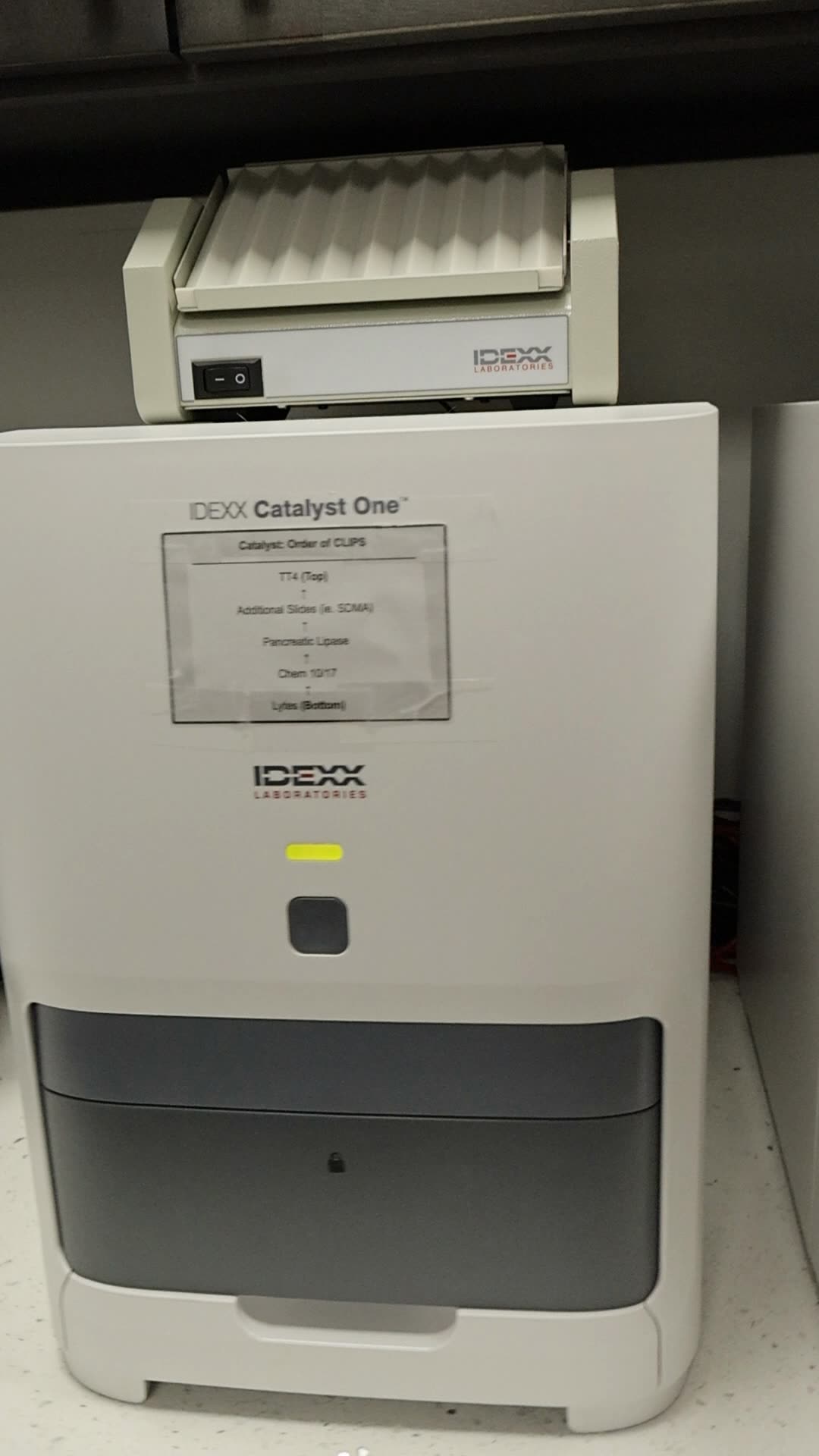 The IDEXX Catalyst One in-house blood chemistry analyser in the Clifton Ave Animal Hospital laboratory